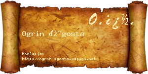 Ogrin Ágosta névjegykártya